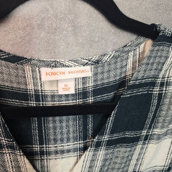 Knox Rose Plaid Long Sleeve Midi Shirt Dress Size XS Pockets Drawstring - Picture 2 of 8